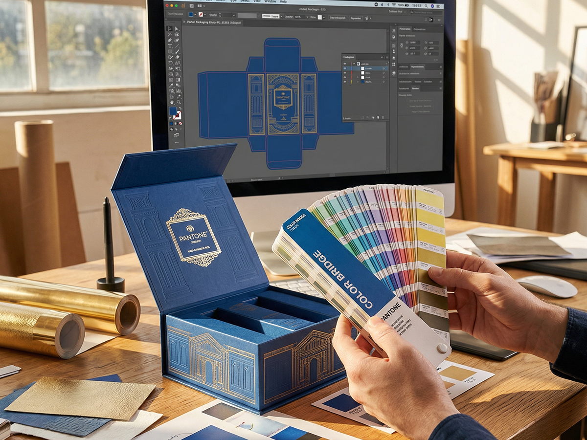 Luxury packaging graphic design and finishes